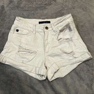 KanCan White Ripped Jean Shorts